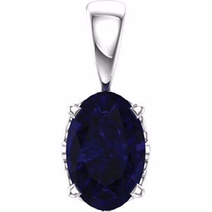 85859:116:P 14kt White Chatham® Created Blue Sapphire Pendant