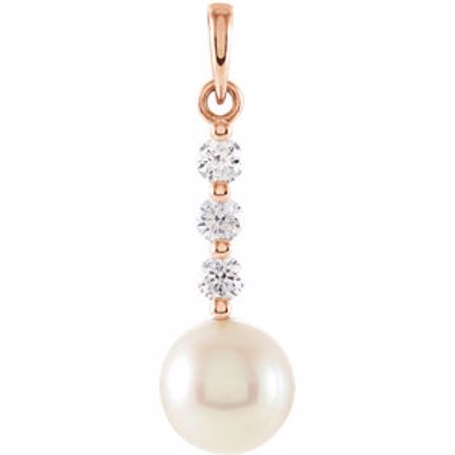 85907:102:P 14kt Rose 7.5-8mm Freshwater Cultured Pearl & 1/4 CTW Diamond Pendant