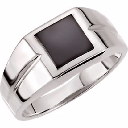 60689:100:P 14kt White 8mm Square Onyx Ring