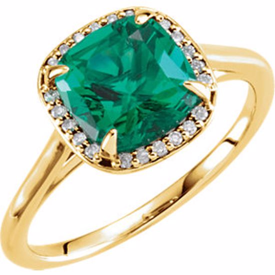 71635:104:P 14kt Yellow 8x8mm Emerald & .055 CTW Diamond Ring