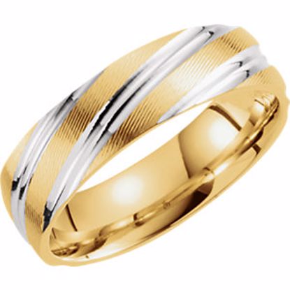 51258:111:P 14kt Yellow& White 6mm Patterned Band Size 11