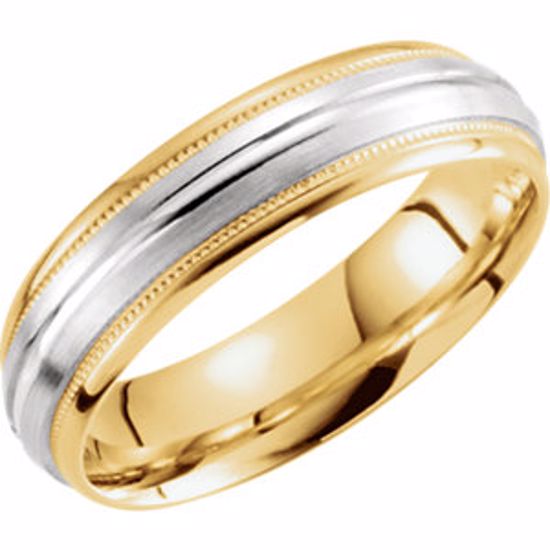 51260:112:P 14kt Yellow & White 6mm Grooved Milgrain Band Size 12