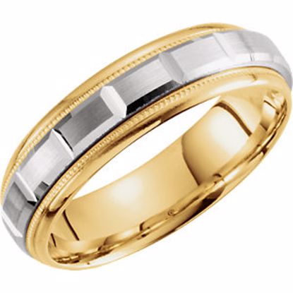 51261:111:P 14kt Yellow & White 6mm Grooved Milgrain Band Size 11