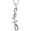 85899:1031:P 14kt White Letter "F" Lowercase Script Initial Necklace