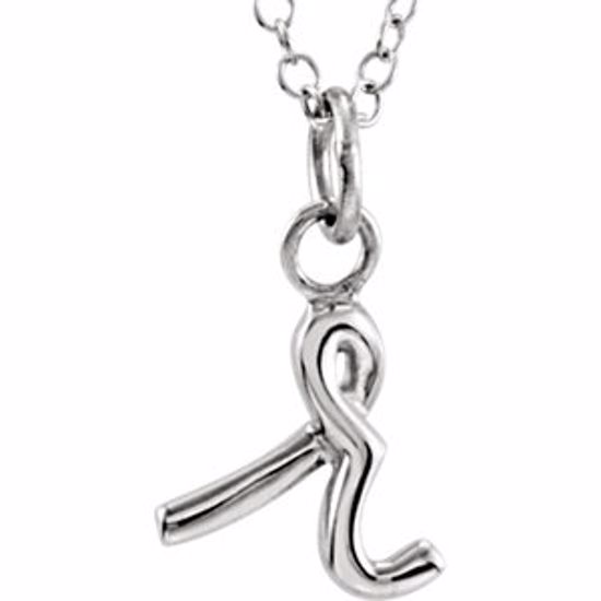 85899:1043:P 14kt White Letter "R" Lowercase Script Initial Necklace