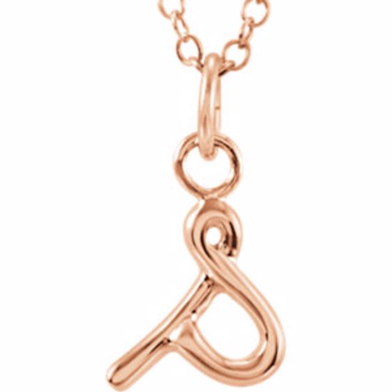 85899:1070:P 14kt Rose Letter "S" Lowercase Script Initial Necklace