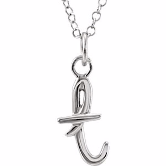 85899:1045:P 14kt White Letter "T" Lowercase Script Initial Necklace