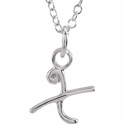 85899:1049:P 14kt White Letter "X" Lowercase Script Initial Necklace