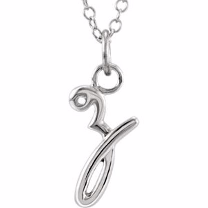 85899:1051:P 14kt White Letter "Z" Lowercase Script Initial Necklace