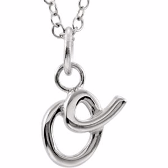 85899:1040:P 14kt White Letter "O" Lowercase Script Initial Necklace