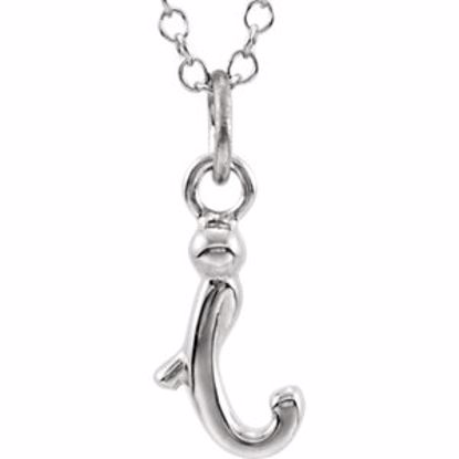 85899:1034:P 14kt White Letter "I" Lowercase Script Initial Necklace