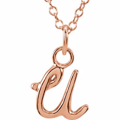 85899:1072:P 14kt Rose Letter "U" Lowercase Script Initial Necklace