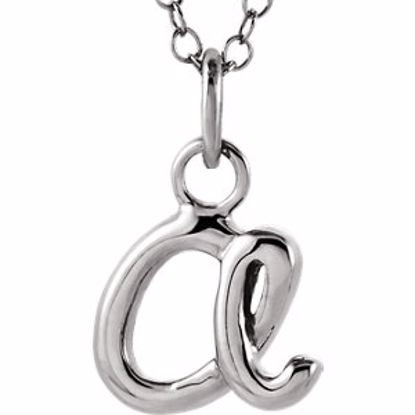 85899:1026:P 14kt White Letter "A" Lowercase Script Initial Necklace