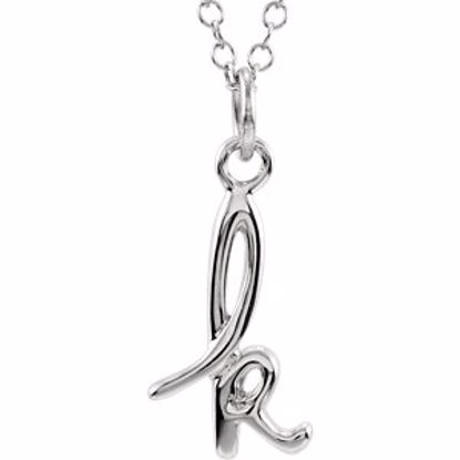 85899:1036:P 14kt White Letter "K" Lowercase Script Initial Necklace