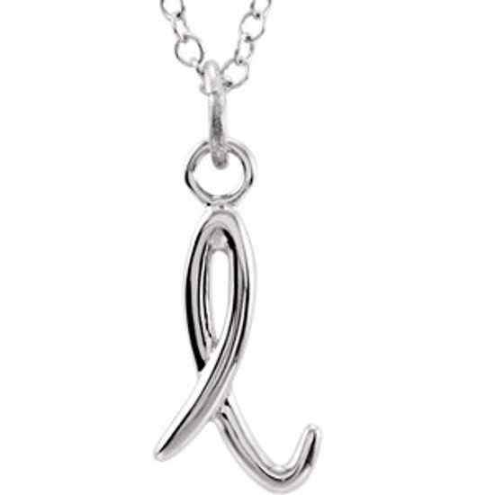 85899:1037:P 14kt White Letter "L" Lowercase Script Initial Necklace