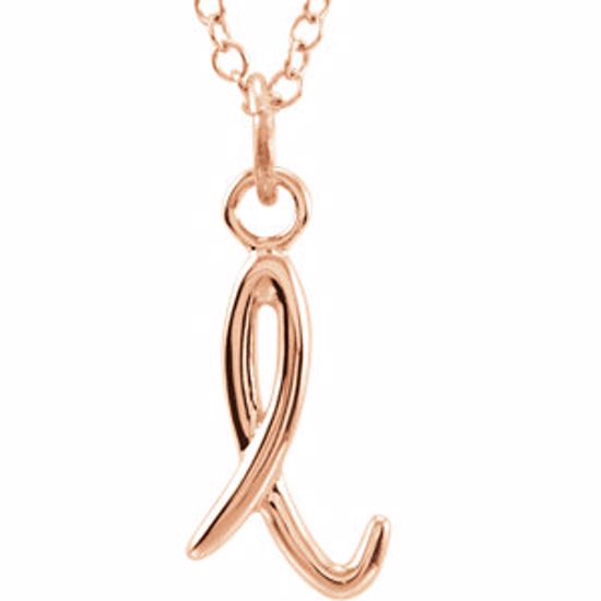 85899:1063:P 14kt Rose Letter "L" Lowercase Script Initial Necklace