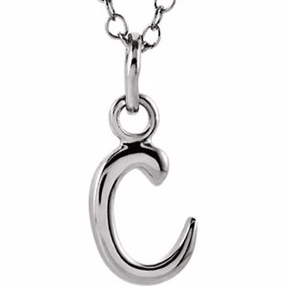 85899:1028:P 14kt White Letter "C" Lowercase Script Initial Necklace