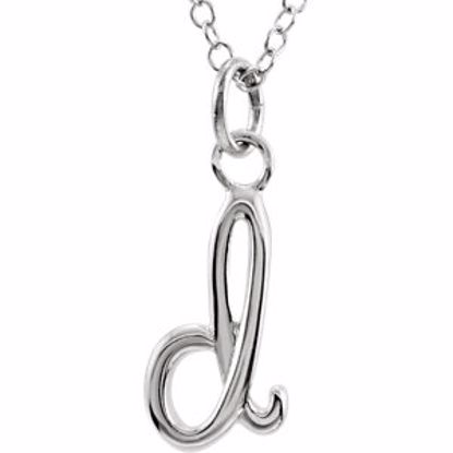 85899:1029:P 14kt White Letter "D" Lowercase Script Initial Necklace