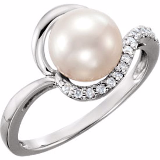 651488:100:P 14kt White 8-8.5mm Freshwater Pearl & 1/8 CTW Diamond Ring