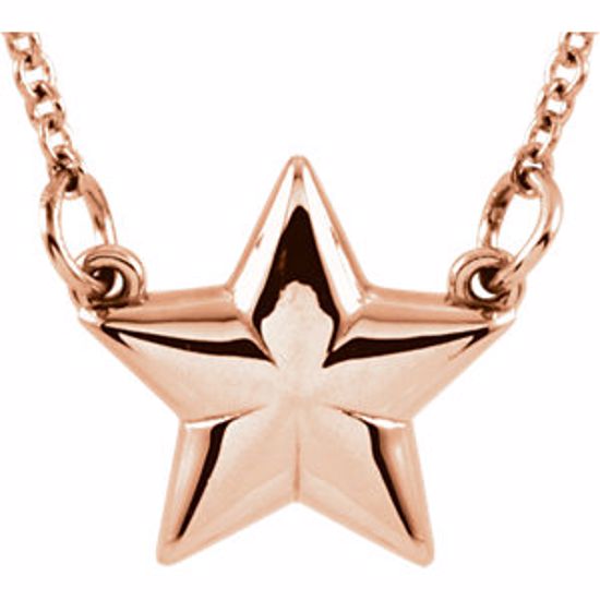 85931:102:P 14kt Rose Star 18" Necklace