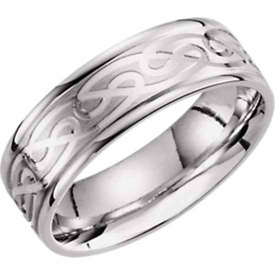51276:110:P 14kt White 7mm Celtic-Inspired Infinity Pattern Band Size 10