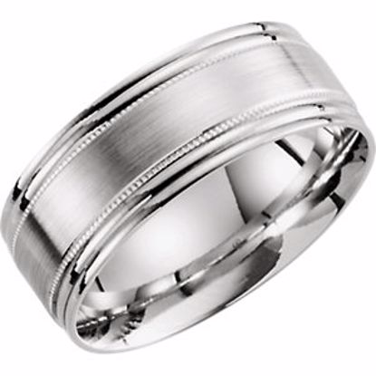 51291:112:P 10kt White 8mm Lightweight Grooved Milgrain Band Size 12