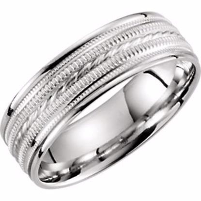 51289:1055:P 10kt White 6.5mm Lightweight Grooved Milgrain Band Size 5.5