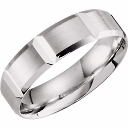 51286:1145:P 10kt White 6mm Lightweight Grooved Beveled Band Size 14.5