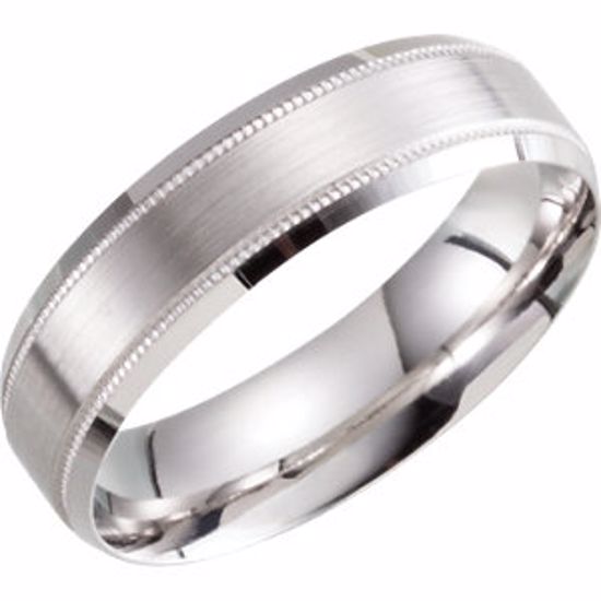 51287:1055:P 10kt White 6mm Lightweight Beveled Band Size 5.5