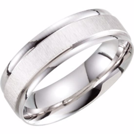 51283:1145:P 10kt White 6mm Lightweight Patterned Band Size 14.5