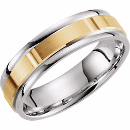 51264:1105:P 14kt White & Yellow 6mm Grooved Band Size 10.5
