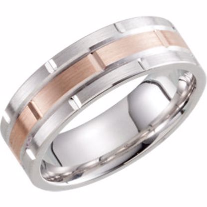 51268:2105:P 14kt Rose & 14kt White 7mm Grooved Band Size 10.5