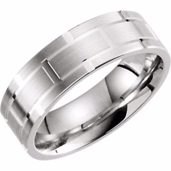51268:110:P 14kt White 7mm Grooved Band Size 10