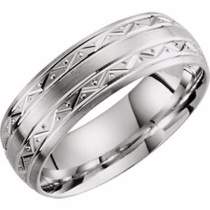 51272:108:P 14kt White 7mm Grooved Band Size 8