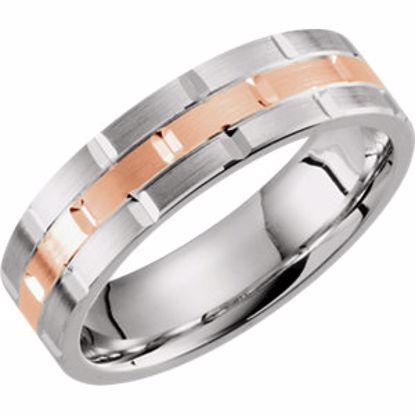 51277:110:P 14kt White & Rose 7mm Grooved Band Size 10