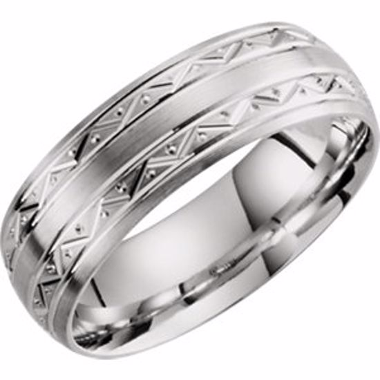 51272:110:P 14kt White 7mm Grooved Band Size 10