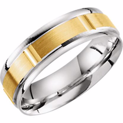 51288:111:P 10kt Yellow & White 6.5mm Lightweight Grooved Band Size 11