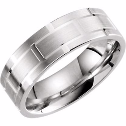 51268:113:P 14kt White 7mm Grooved Band Size 13