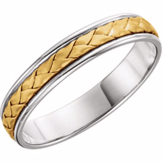 51294:112:P 14kt White & Yellow 4mm Hand-Woven Band Size 12