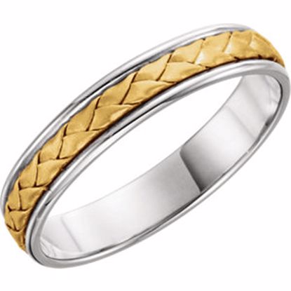 51294:1135:P 14kt White & Yellow 4mm Hand-Woven Band Size 13.5