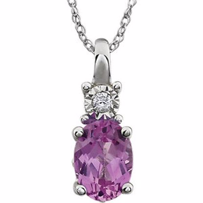 651534:103:P 14kt White Created Pink Sapphire & .02 CTW 18" Necklace