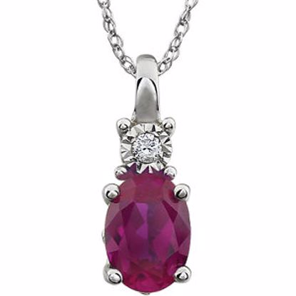 651534:104:P 14kt White Created Ruby & .02 CTW 18" Necklace