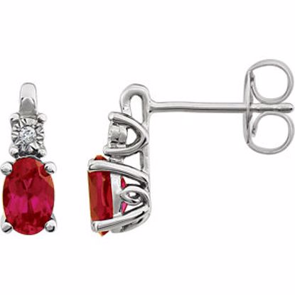 651536:104:P 14kt White Created Ruby & .02 CTW Diamond Accented Earrings