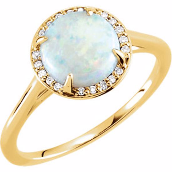 71632:109:P 14kt Yellow Opal & .05 CTW Diamond Ring