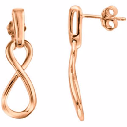 85946:1002:P 14kt Rose Infinity Dangle Earrings