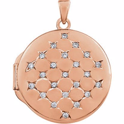 28931:1002:P Rose Gold Plated Sterling Silver Round Cubic Zirconia Locket