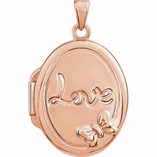 28930:1002:P Rose Gold Plated Sterling Silver Oval Love Locket