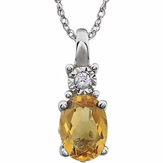 651534:102:P 14kt White Citrine & .02 CTW 18" Necklace