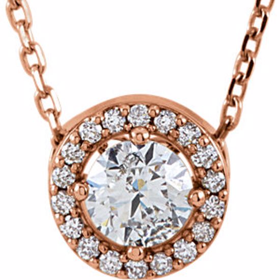 85916:105:P 14kt Rose 1/3 CTW Diamond Halo-Style 16" Necklace