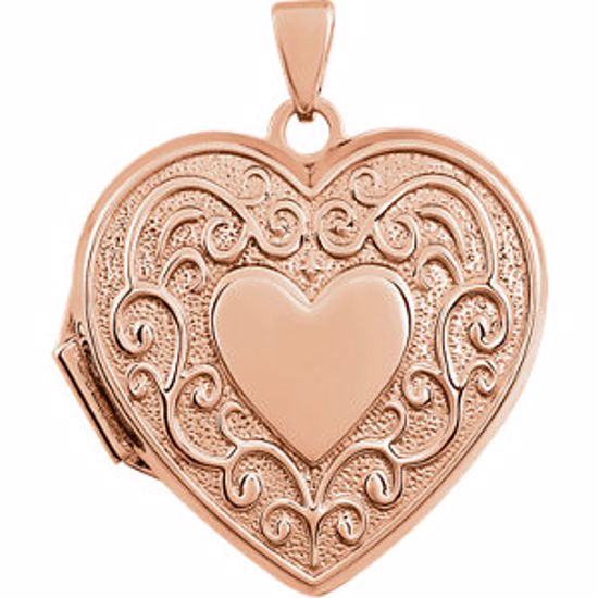 21957:238971:P 14kt Rose Heart Shaped Locket